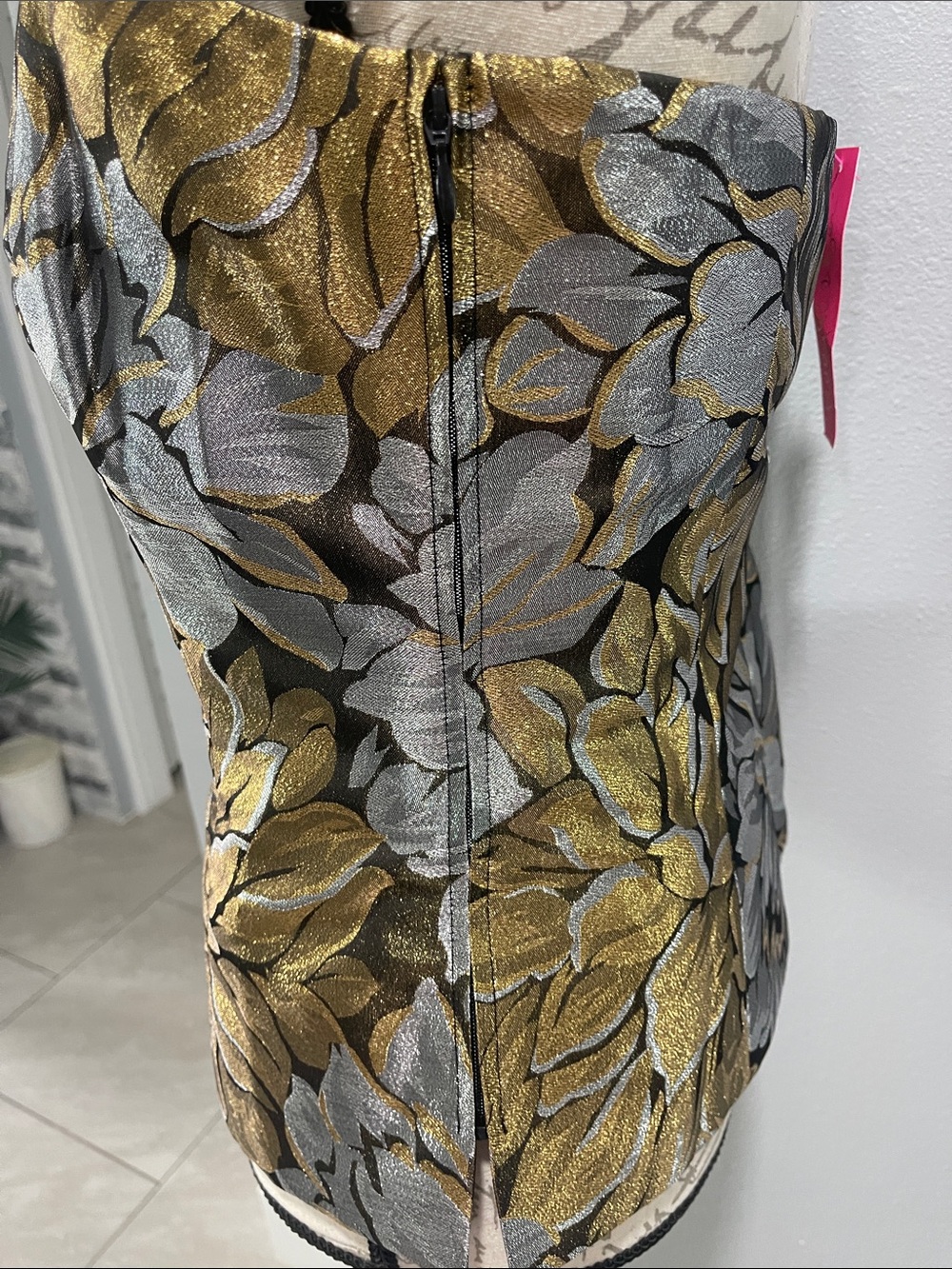 Lilly Pulitzer Strapless Floral Jacquard Bustier Top in Gold and Silver - Picture 3 of 3